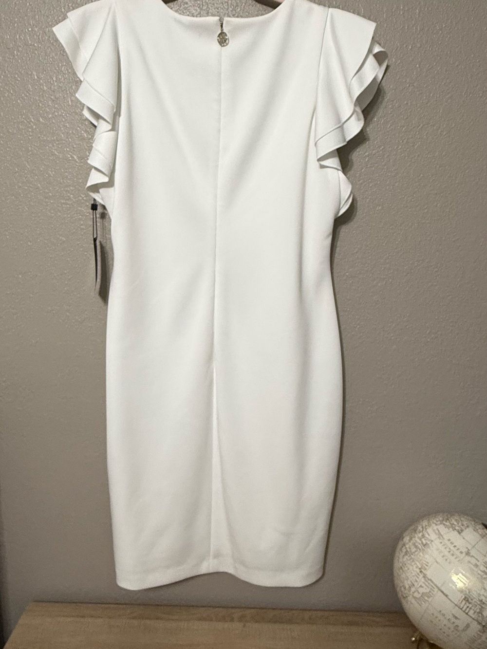Tommy Hilfiger White Midi Dress with Ruffle Sleeves - Picture 4 of 7